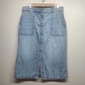 Michael Kors Midi Denim Skirt Women Size 10 Blue Light Wash Pockets Retro Y2K